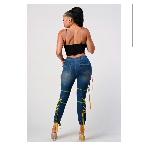 All Over String Denim Joggers - Picture 2 of 2